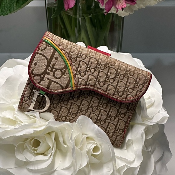 Dior Handbags - Vintage Christian Dior Brown Trotter Raster Saddle Bi-Fold Wallet